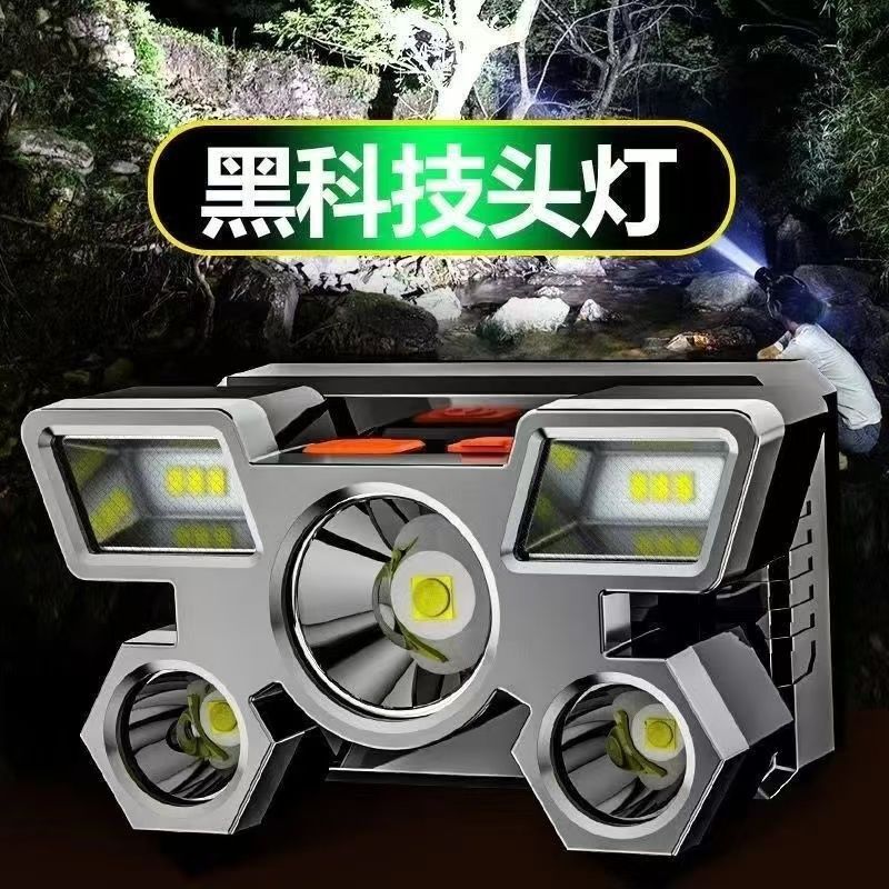 Linterna frontal LED recargable de 5 LEDs superbrillante, para minería, pesca nocturna y exterior, tipo militar. image 3