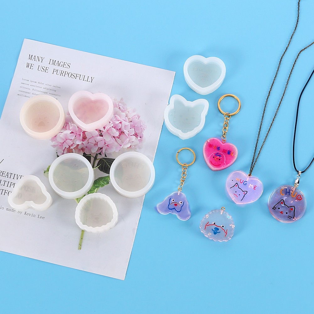 DIY水晶滴胶小猫咪小狗饰品挂件模具车载出风口扩香石香薰石膏模