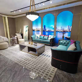 奢华现代欧洲设计意大利别墅组合沙发真皮木质家居家具套装流行设
