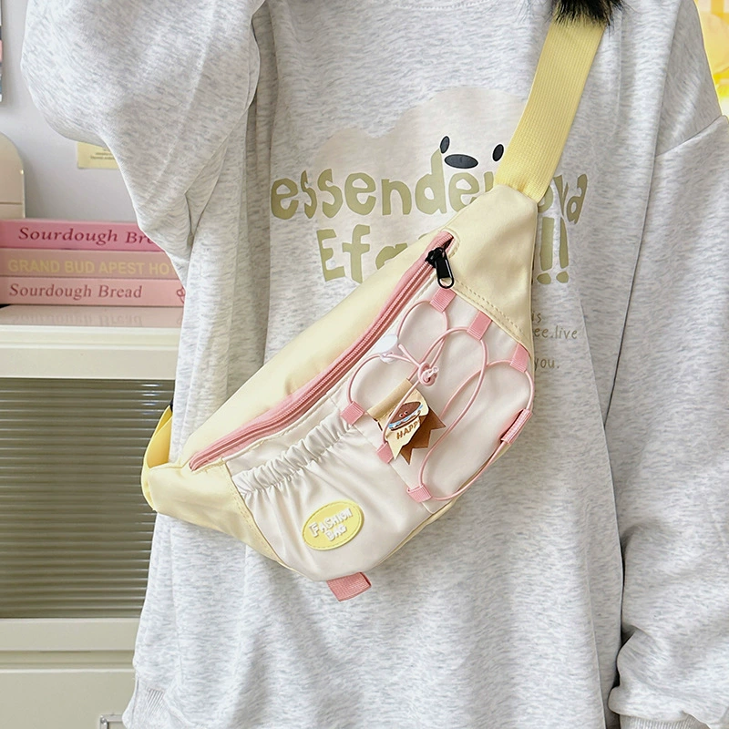 Japanese chest bag, shoulder bag for leisure, phone bag for students for cycling, sports belt bag