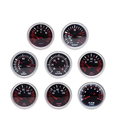 automobile instrument — temperature, oil pressure, and voltage