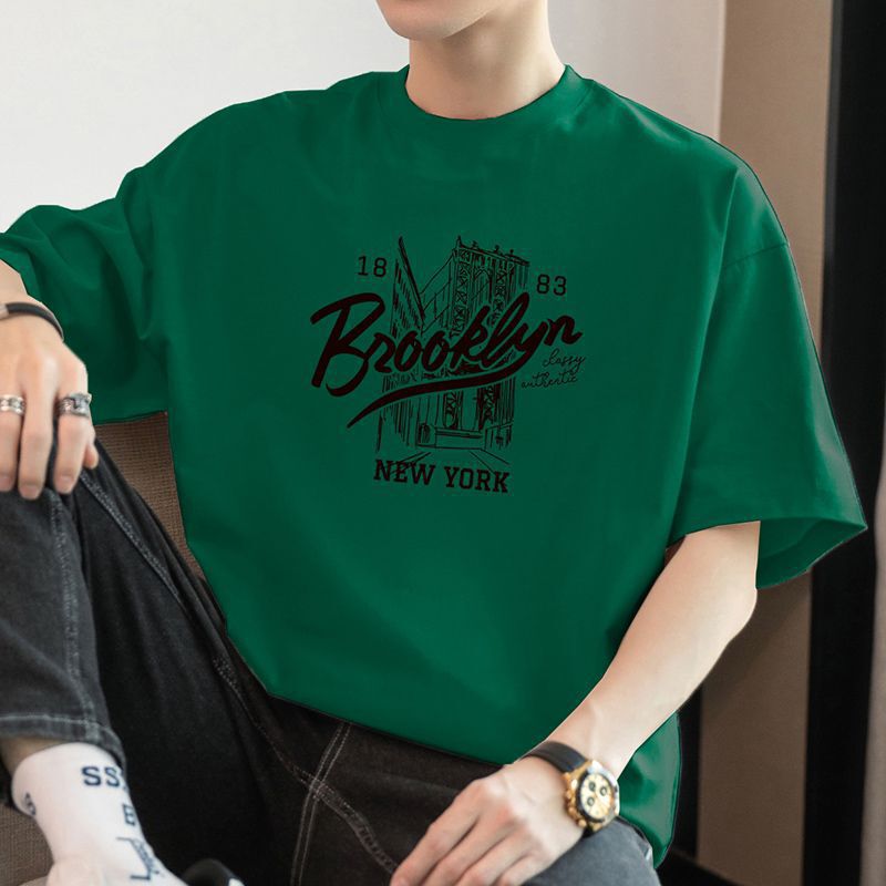 200g重ポンド純綿tシャツ男性半袖夏のトレンドゆるい丸襟上服アメリカ半袖tシャツ|undefined