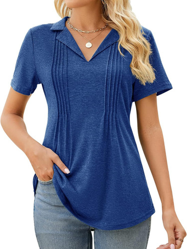 2025 Amazon V-neck Bubble Short Sleeve Pleated T-shirt Plain Women's Top Versatile Loose Slimming Pleated