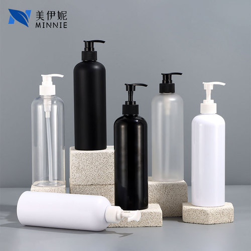 Supply of 500ml transparent shampoo bottle, round shoulder shower gel plastic bottle, beauty daily cosmetics press bottle