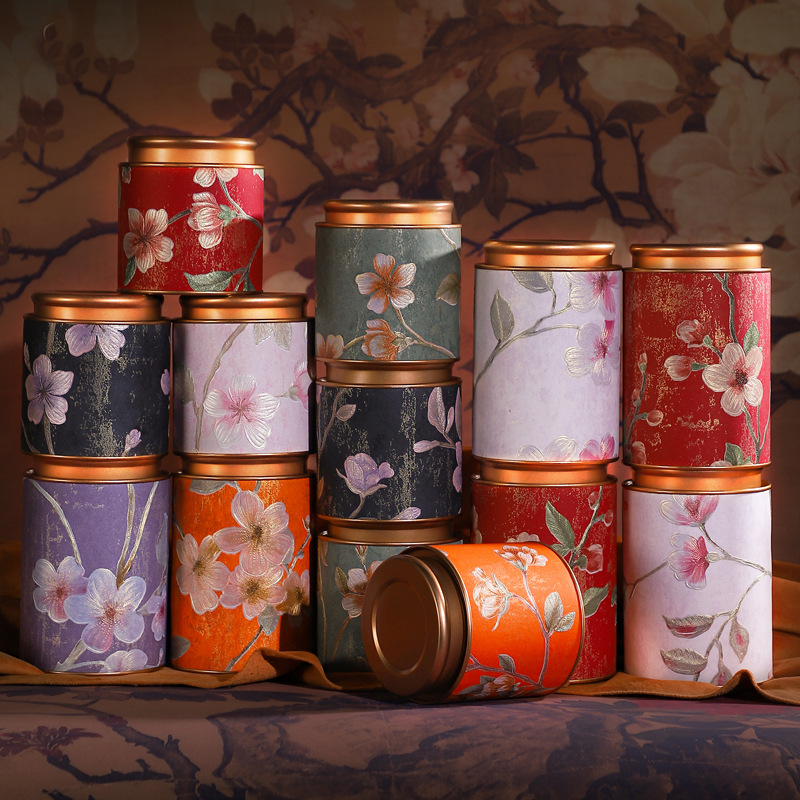 Guochao flores boutique de alta calidad jarra de té sellado té negro té verde Longjing sentido creativo de alta calidad pequeño portátil