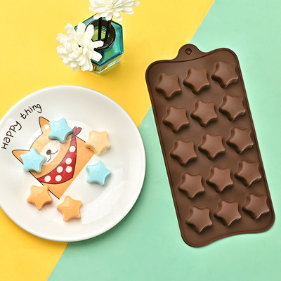 创意15连五角星巧克力硅胶模具冰格模 烘焙蛋糕模 糖果香皂模具|ms
