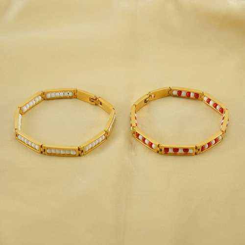 European and American Fashion 18K Stainless Steel Bead Bracelet for Women Cross-Border Gold Titanium Steel Versatile Women's Bracelet and Ring Accessories