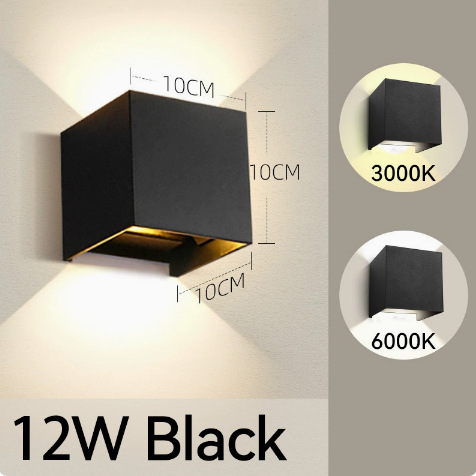 【Aluminio Impermeable】Marco Negro 12W Voltaje Amplio