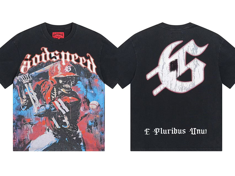 25ss アメリカのトレンディなブランド GOD ロックバンド ヒップホップ レタープリント 半袖 高品質 コットン Tシャツ カップル同スタイル|undefined