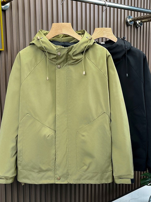 Chaqueta de primavera y otoño Chaqueta de hombre Chaqueta a prueba de viento Top de color sólido con capucha moda nueva moda casual suelta ropa de trabajo marea