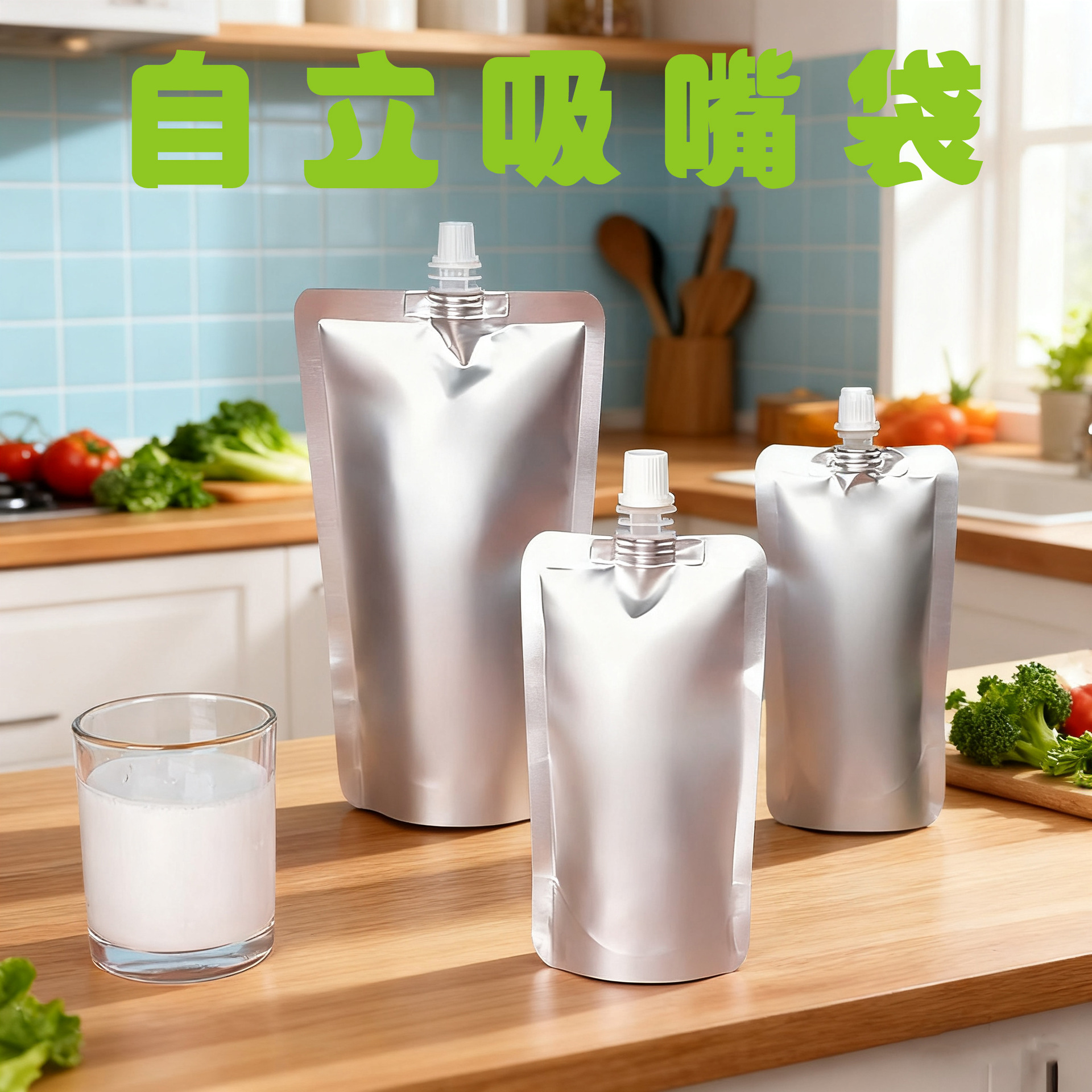 铝箔自立袋自封豆浆果汁饮料外卖打包汤袋子食品级镀膜吸嘴袋定制