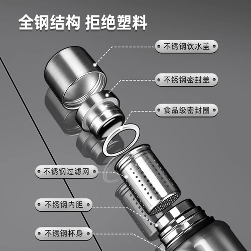 316 Large Capacity Stainless Steel Insulated Cup Outdoor Sports Tea Water Separation Portable Handle Kettle Men's Water Cup