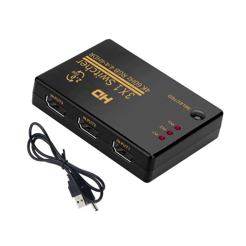 Высокочеткий HDMI переключатель 3-в-1 выход 4K60Hz с ИК-пультом, 3-в-1 HDTV конвертер