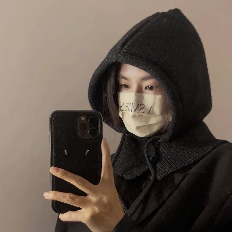 新款巴拉克拉法帽女秋冬围巾连体针织帽韩版时尚街头毛线帽显脸小|undefined