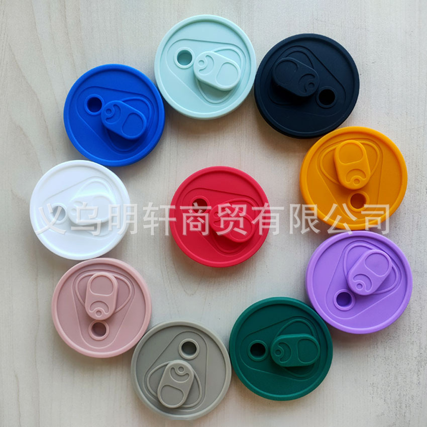 跨境热销款16OZ玻璃杯防漏硅胶杯盖10色可选适用梅森杯可乐杯防漏