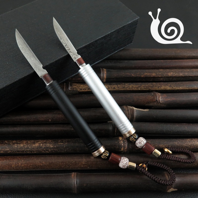 厂家直供创意便携小刀钥匙扣手编织钥匙挂绳户外大马士革拆快递