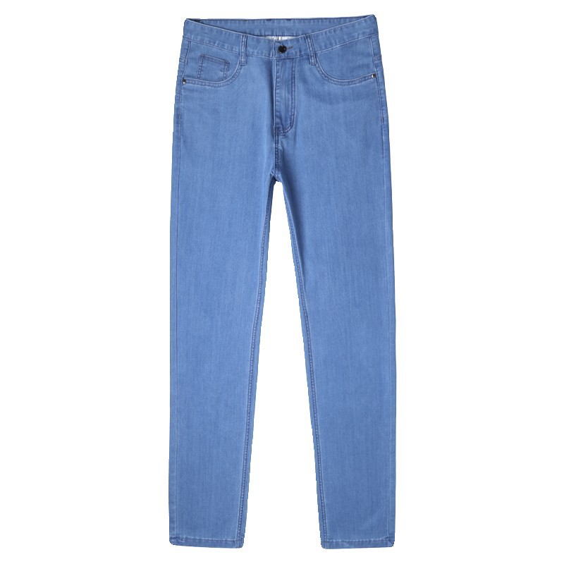 Summer Thin Ice Silk Jeans for Men, High-Quality Korean Style Versatile Trousers, Loose Elastic Straight Business Casual Pants