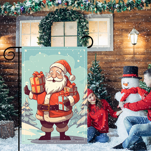 Cross-border Christmas garden flag Santa Claus elk gingerbread man garden flag atmosphere decoration cartoon outdoor flag