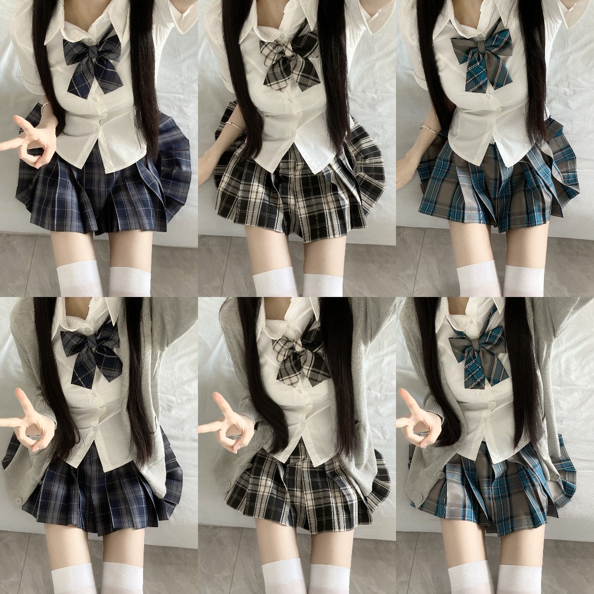 NET RED ORIGINAL COLLEGE STYLE JK UNIFORM 달콤한 시원한 봄과 가을 세트 여성 활을위한 일본 주름 치마 학교