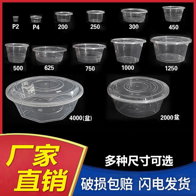 Source Manufacturer Disposable Packaging Box Thickened Round Picnic Box with Lid Take-Out Lunch Box Fruit Crisper
