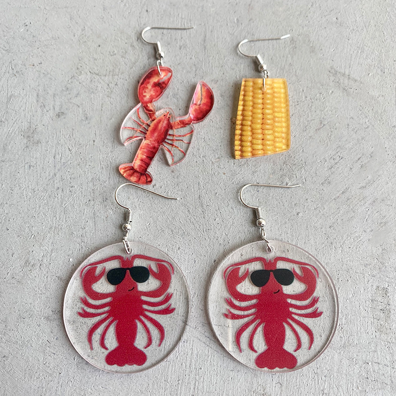 1 Paire Vacances Maïs Homard Arylique Le Fer Crochet D'oreille display picture 2