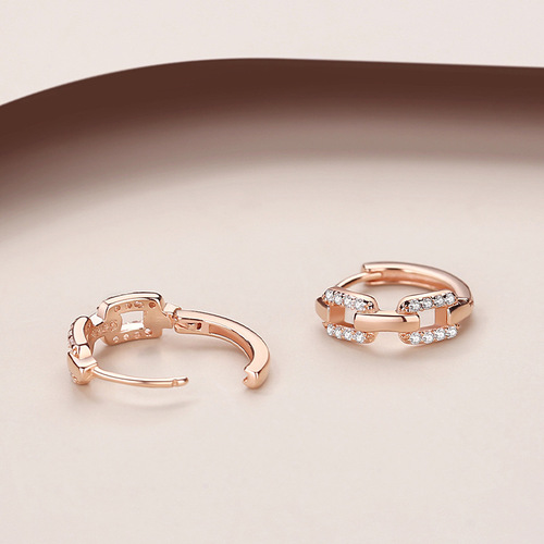 925 sterling silver Korean style simple square chain earrings ins cold style European and American versatile earrings daily commuting earrings