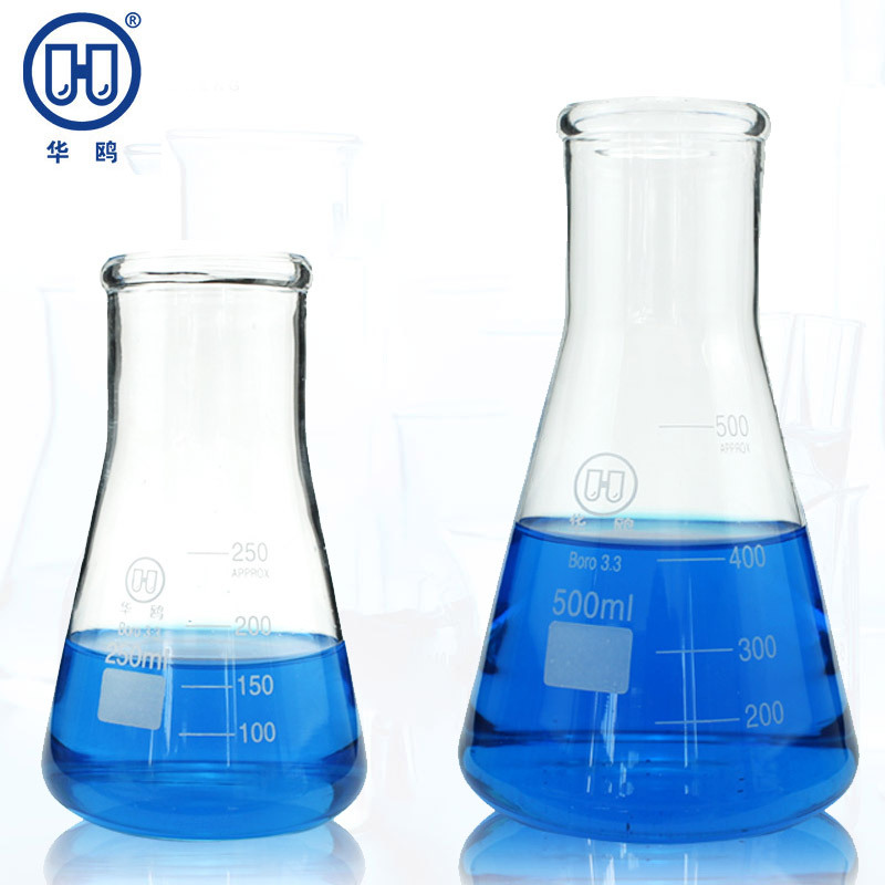 华鸥宽颈三角烧瓶250ml 厂家批发宽口三角烧瓶 大口刻度锥形瓶