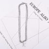 Tide, lightening hair dye stainless steel, necklace with letters, chain for key bag , accessory hip-hop style