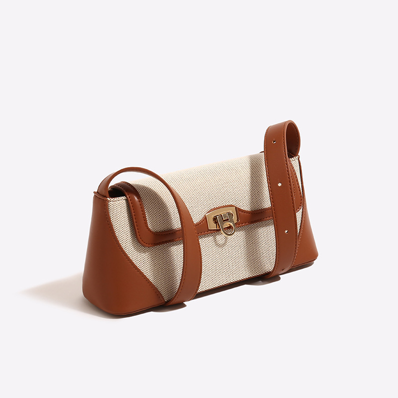 Summer New Contrast Color Versatile Single Shoulder Underarm Bag, Luxury Niche Baguette Bag, Fashionable Women's Casual Commuter Handbag - Thumbnail 2