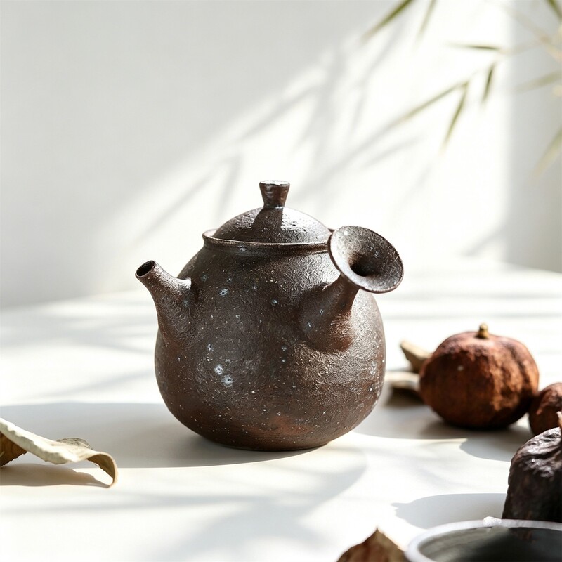 Mr. Qing Handmade coarse pottery urgent need pot short side handle pot kung fu teapot old rock mud wood burning color Japanese style wind tea set Mr. Qing Handmade coarse pottery urgent need pot short side handle pot kung fu teapot old rock mud wood burning color Japanese style wind tea set