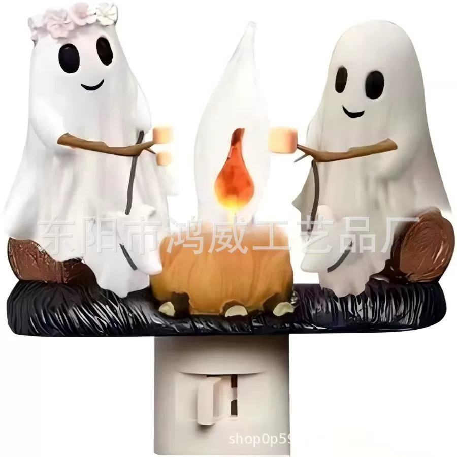 Фигура из смолы для костра-призрачное мерцание, настольная светодиодная ночь, US plug или USB варианты, 13×12×10 см