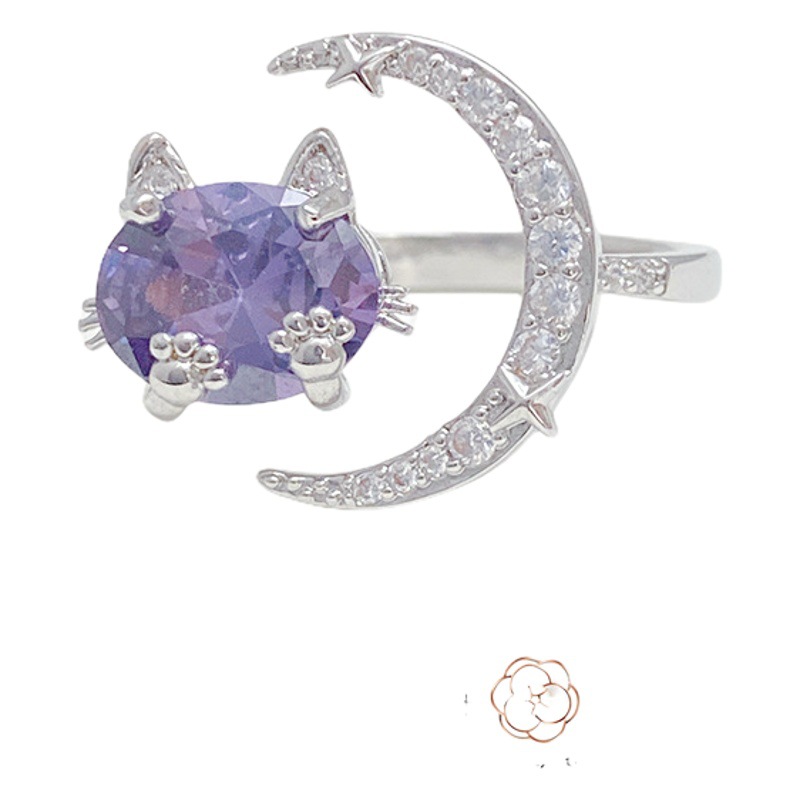 Camellia niche rabbit small animal ring girl versatile personality design inlaid zirconium fashion jewelry wholesale