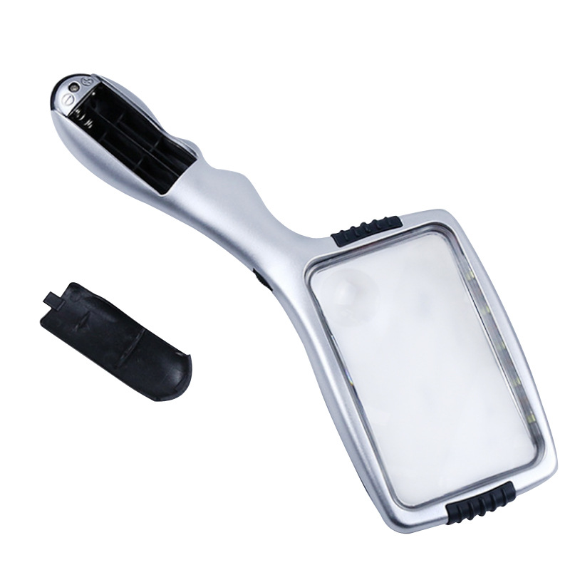 新款带灯手持式放大镜亚克力镜片10个LED灯阅读维修1703带子母镜