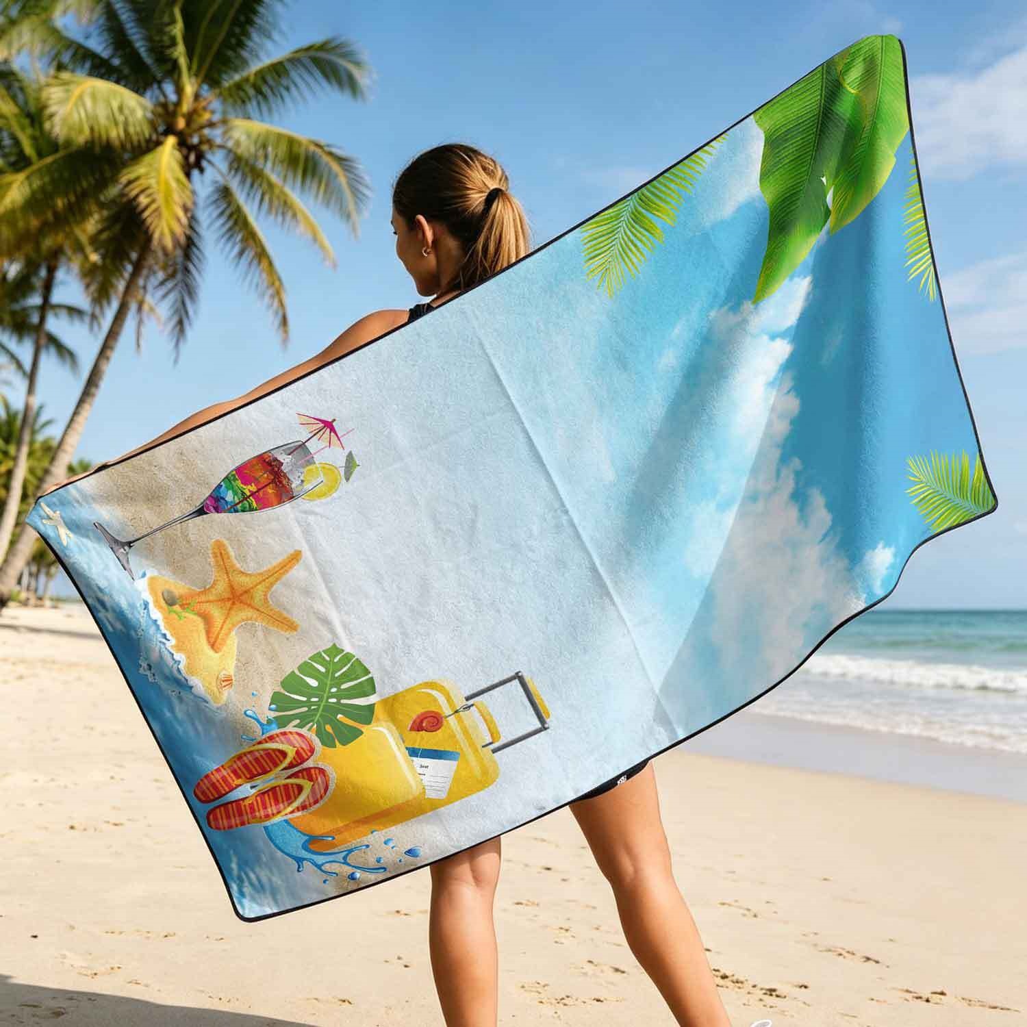 Summer bath towel and car seat cover 2-in-1, ultra-fine fiber outdoor beach and car dual-use universal seat cushion