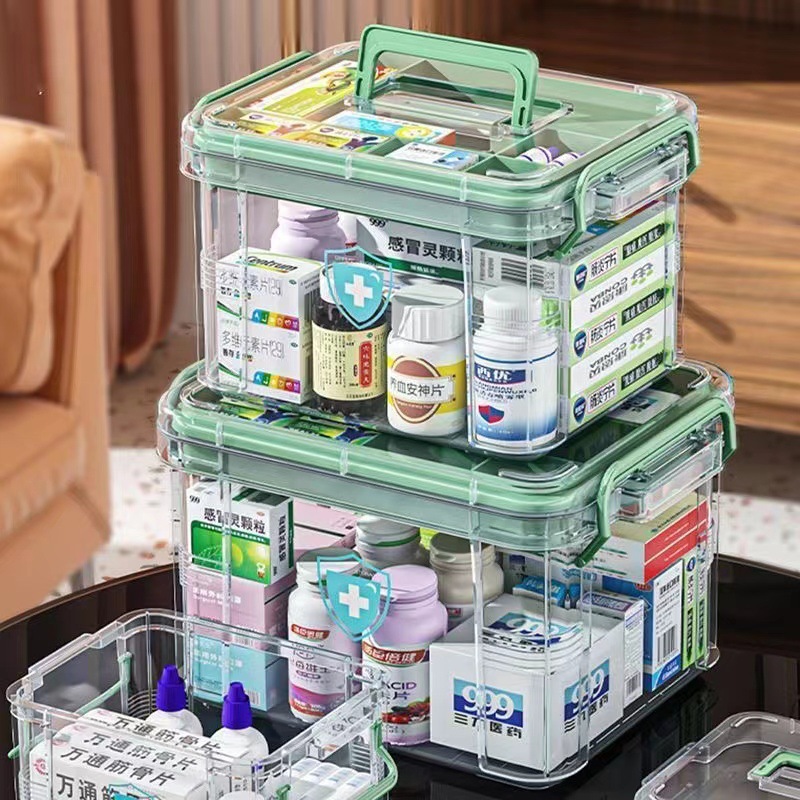 Transparent Medicine Box Storage Box Household First Aid Box Medicine Storage Box Multifunctional Medical Storage Box Wholesale
