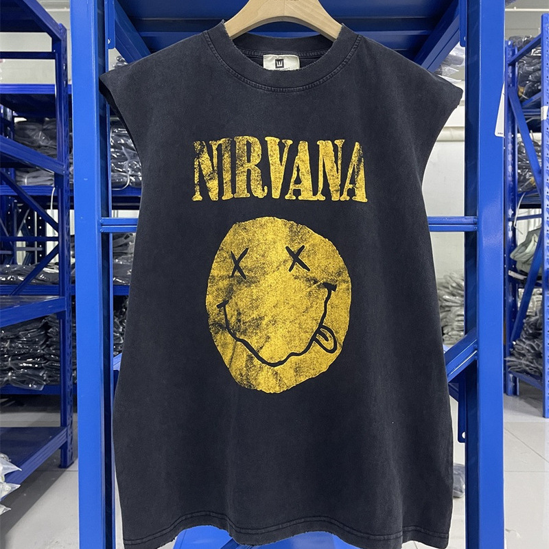 Nirvana Band Cobain Vintage American Retro Rock Punk Men's Loose Sleeveless Vest T-Shirt Summer