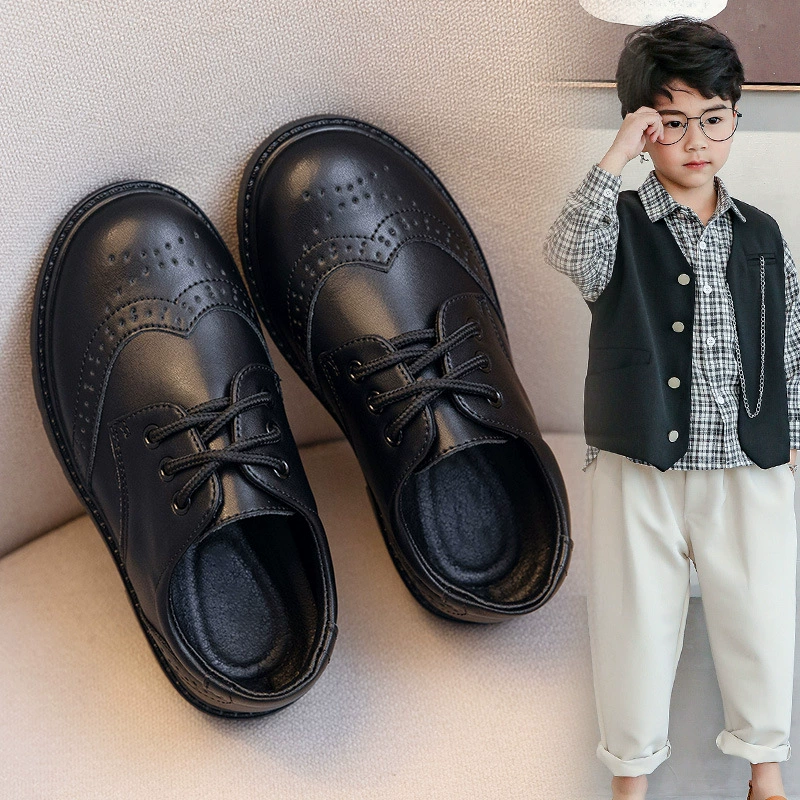 Трансграничная дропшиппинг детское платье, кожаные туфли для мальчиков, весенне-осенний стиль, кожаные туфли в британском стиле для выступлений для детей и студентов малого и среднего размера.