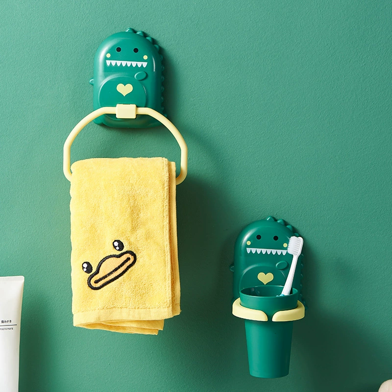 Бытовая ванная комната спальня настенный бесшовный перфоратор Милая вешалка для полотенец с динозаврами подстаканник для хранения фена