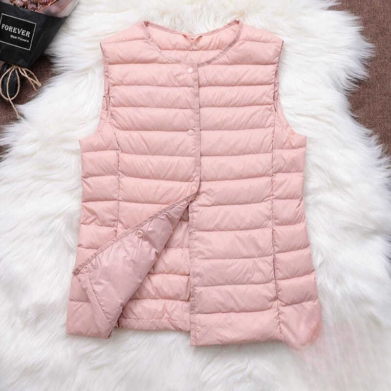 Liner with down, vest, down jacket, trench coat, feather stuffing, V-neckline, plus size