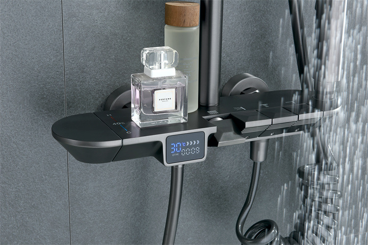 Guangdong Guns Piano Key Hengdening Shower Set Full Copper Dark Metalizing Silicone Line Four Planets