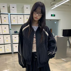 韩国东大门2025秋季新款设计感休闲运动立领宽松显瘦夹克外套女