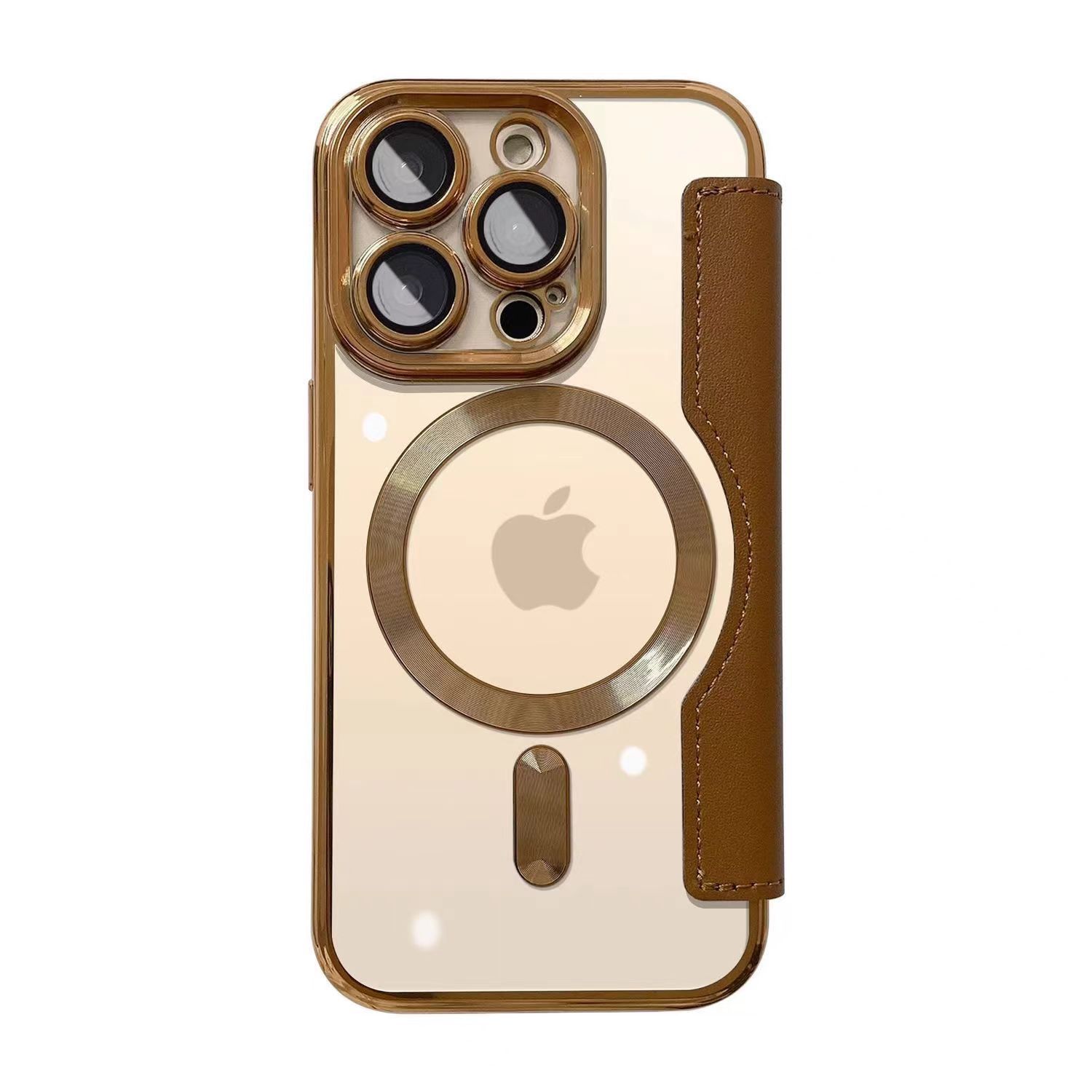 Funda de cuero plegable iPhone16 para Apple 15Promax funda magnética para teléfono móvil 13 galvanoplastia a prueba de caídas se4 transfronterizo