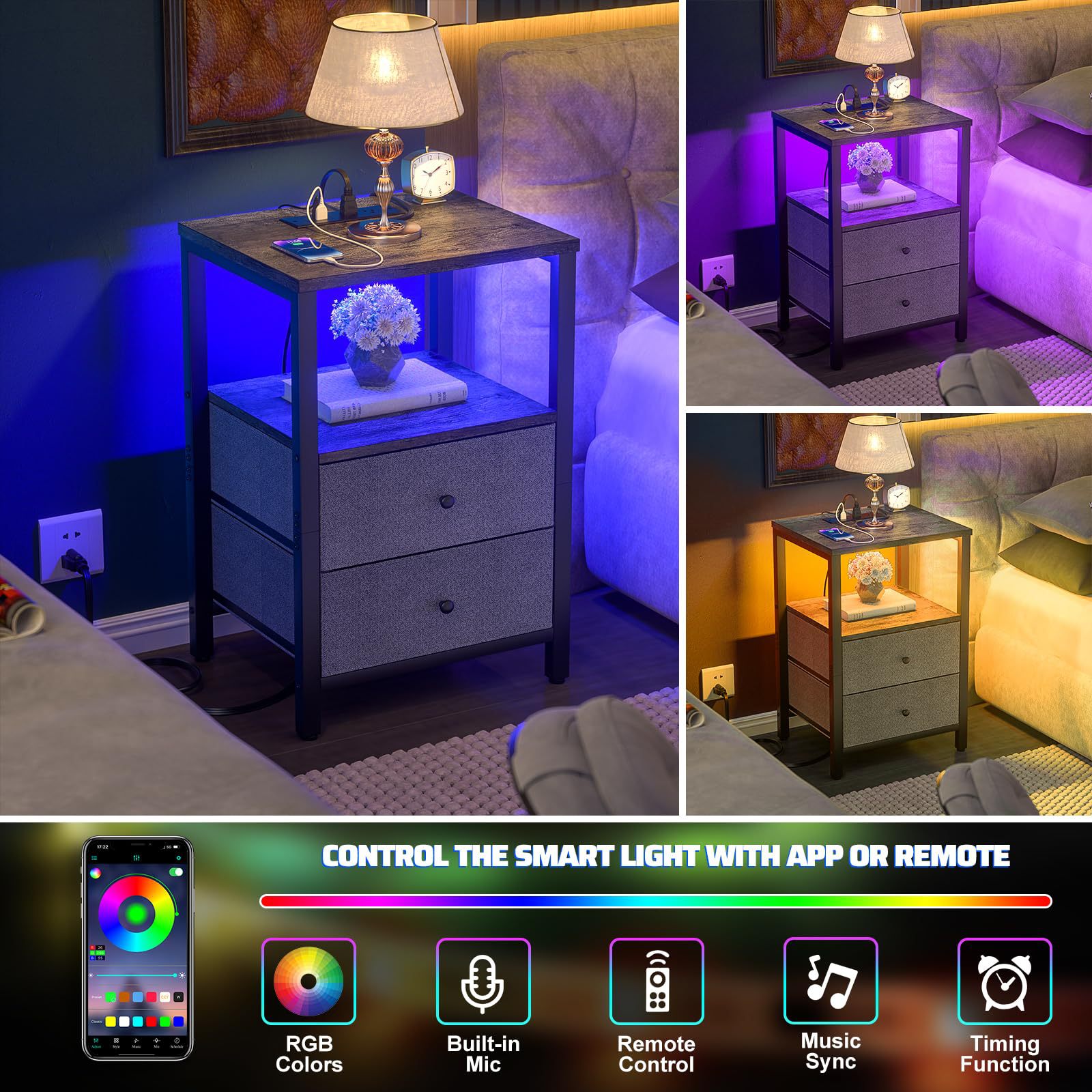 Bedside simple multilayer furniture for bed, storage system, industrial power supply, custom-made, American style