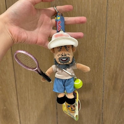 Pluş açarlıqlar | Funny Doll Cute Keychain - red-and-white-cap-tennis-grandpa-cow-pendant