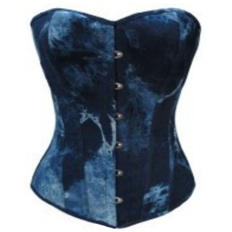 Cross-border Europe and America Hot-selling Corset Denim Grab Flower Fabric Corset Palace Corset in stock, corset