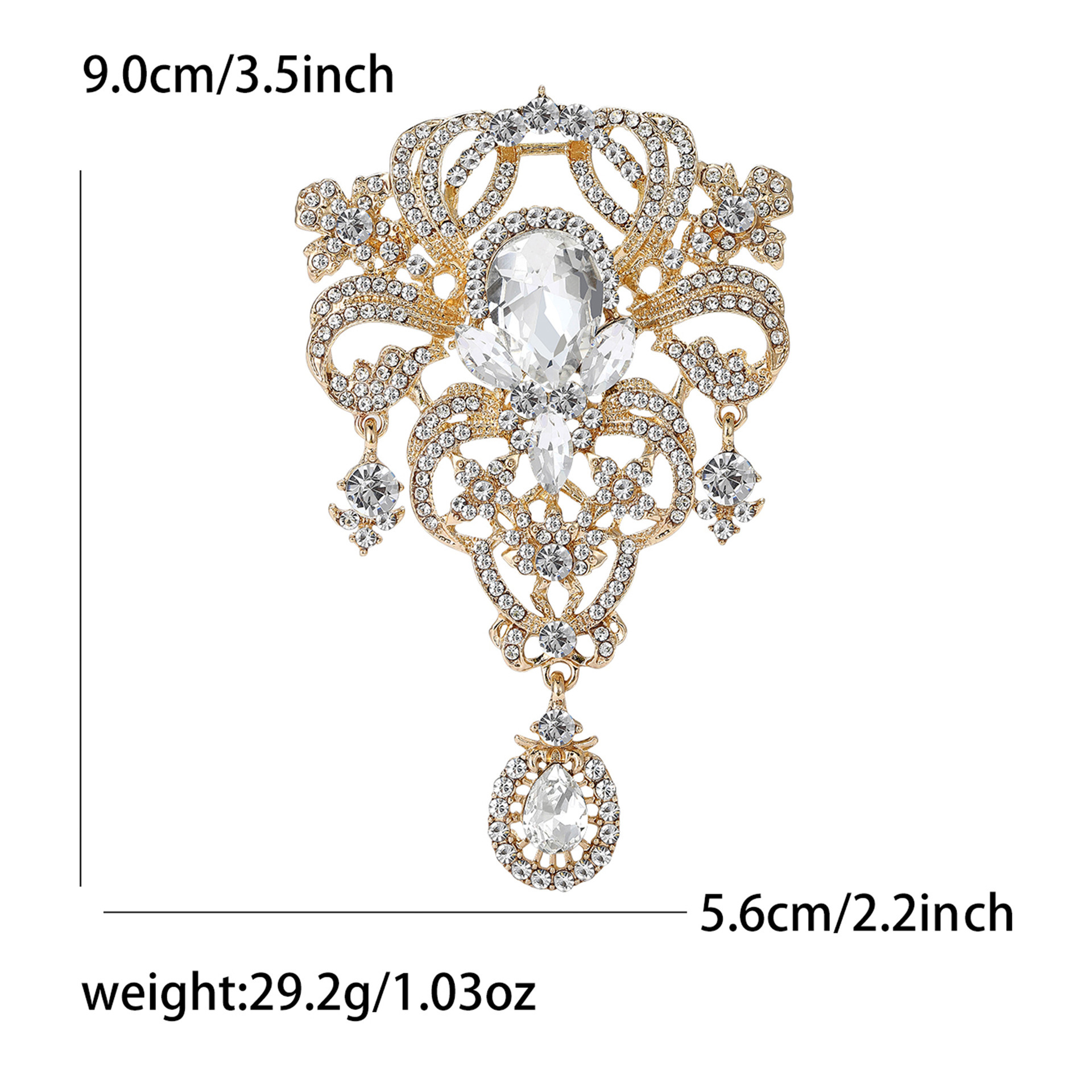Hochwertige, luxuriöse Brosche im Palaststil aus Glas, modisches und elegantes Accessoire für Damenbekleidung._voghion.com