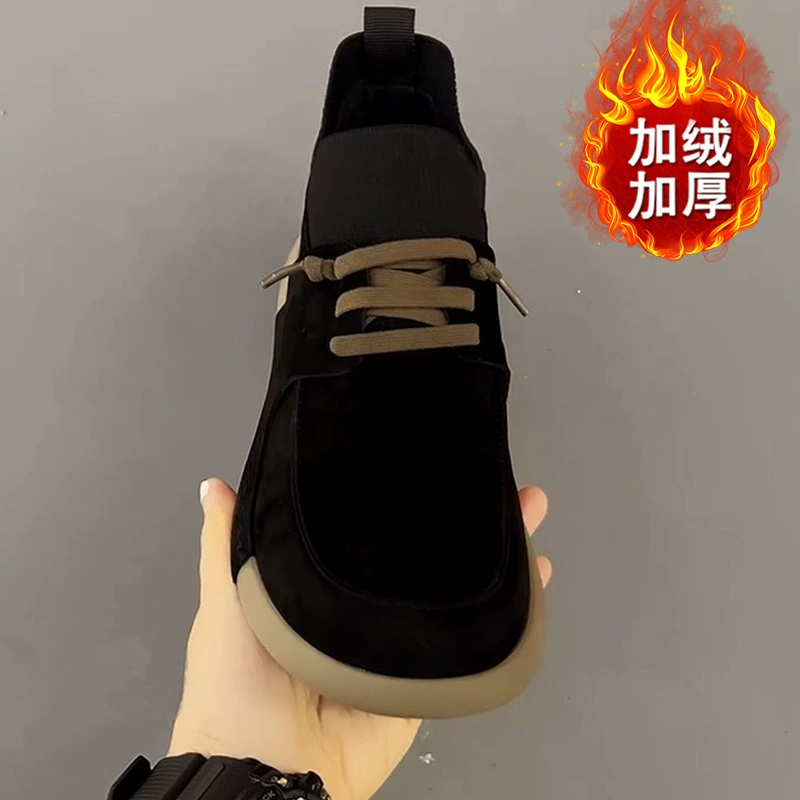 2025 весенний новый стиль, маленькие кожаные деловые туфли из мягкой кожи плюс бархатные удобные туфли без шнуровки с круглым носком, модные универсальные кожаные туфли на мягкой подошве для мужчин