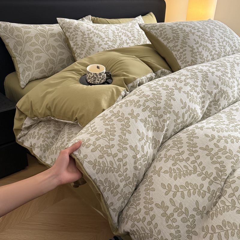 Jacquard grueso molido de algodón de tres capas de hilo de cuatro piezas de un conjunto de sábanas de algodón de clase A de tres piezas de ropa de cama de otoño y invierno 4