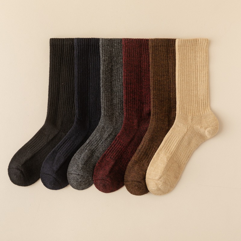 Pełne wełniane skarpety męskie do połowy łydki, jesień i zima, grube, ciepłe, wysokie pończochy frotte, zimowe, podszyte polarem, długie_voghion.com