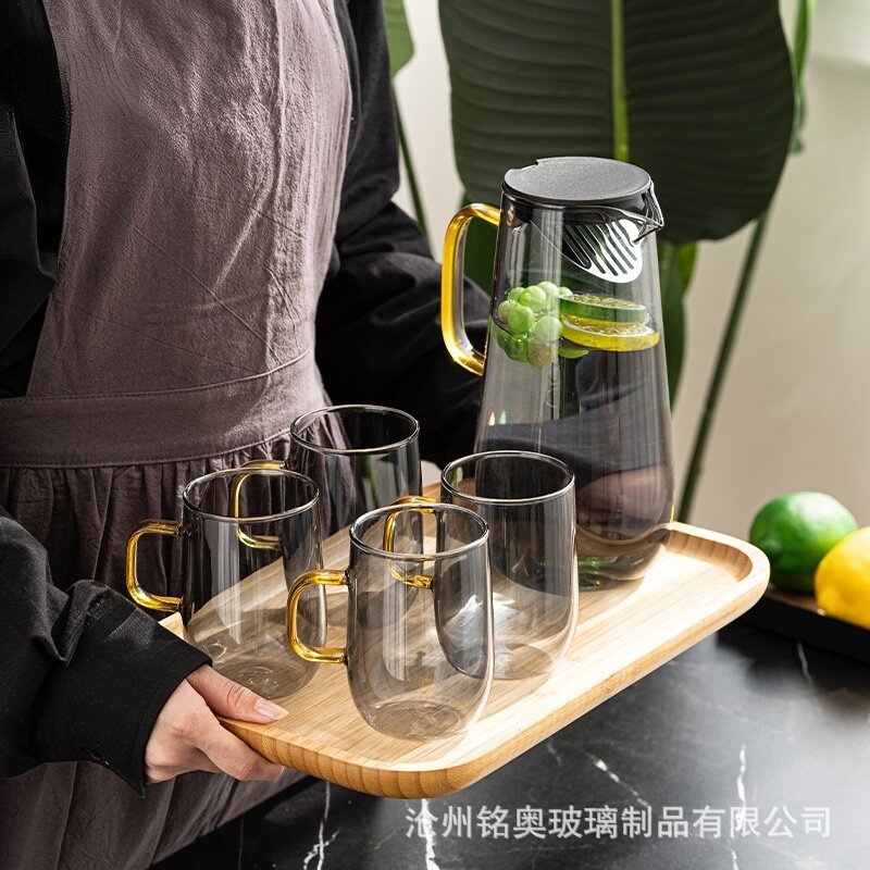 household capacity High temperature resistance Glass pot  Water cup suit summer Light extravagance Nordic Yan value Cool water bottle